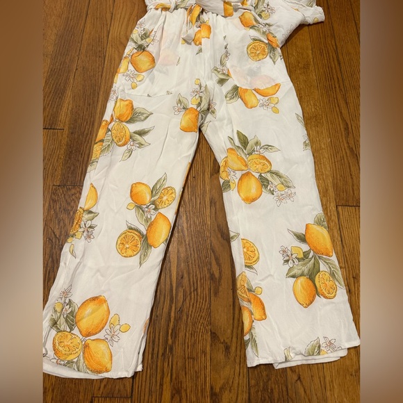 For Love and Lemons Limonada Lemon print crop rayon Jumpsuit size XS vacation - Picture 6 of 8
